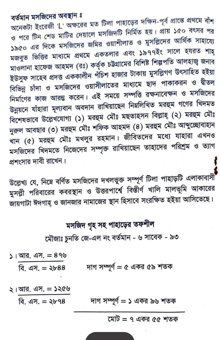 চুনতি জামে মসজিদ পরিচালনা সংক্রান্ত নীতিমালা